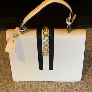 Elegant White and Black Handbag